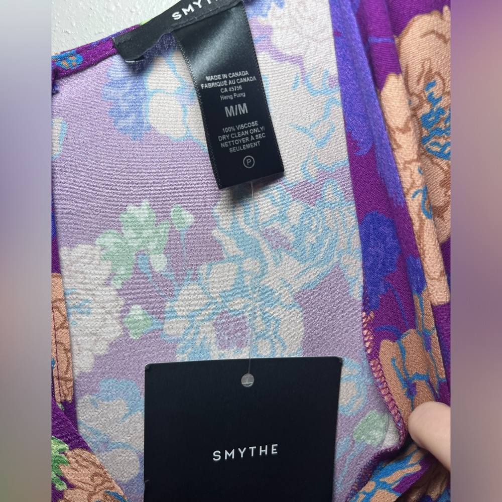 Smythe Twist Dress in Violet Floral Size Medium New - Picture 6 of 8